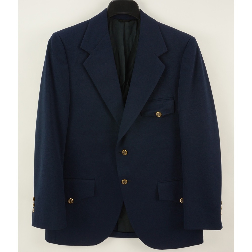 Vintage 1950s RR Rough Rider California Gold‎ Button Disco Suit Jacket 43R Blue